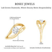 Certified 0.98 Carat Lab Created Diamond Round Engagement Ring in Tension Setting