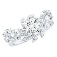 Round Cut 7 MM Lab Grown Diamond Flower Engagement Ring