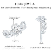 Round Cut 7 MM Lab Grown Diamond Flower Engagement Ring
