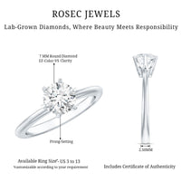 Brilliant Cut Lab Grown Diamond Solitaire Engagement Ring With 6 Prongs
