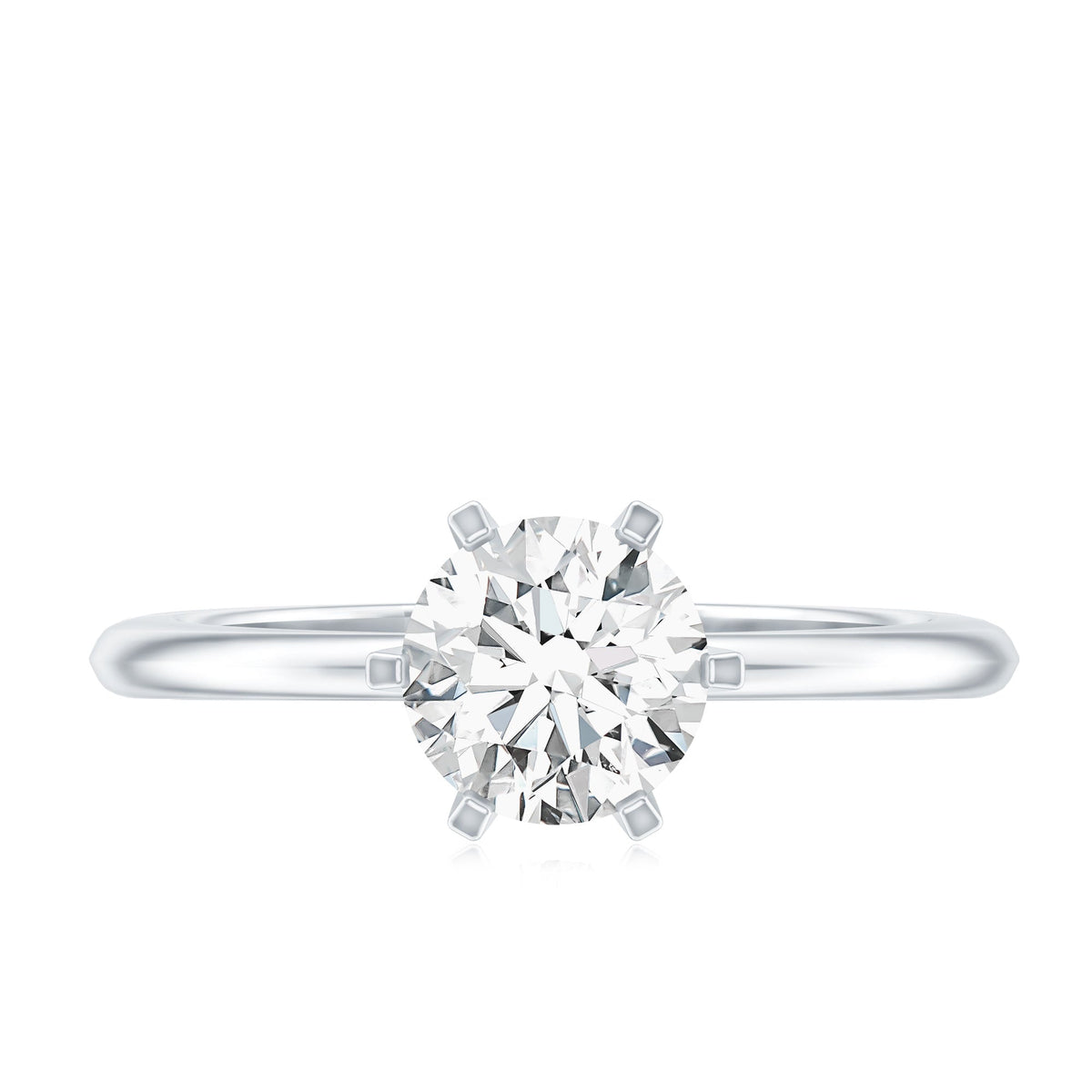 Brilliant Cut Lab Grown Diamond Solitaire Engagement Ring With 6 Prongs