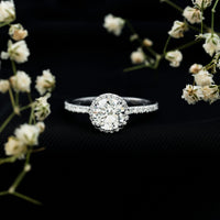 Certified Brilliant Cut Diamond Halo Engagement Ring With Side Stones