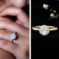 Certified Brilliant Cut Diamond Halo Engagement Ring With Side Stones