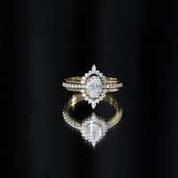 Certified Lab Grown Diamond Vintage Engagement Ring Set With 3 Pieces