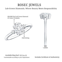 Certified 1 Carat Oval Lab Grown Diamond Engagement Ring for Women