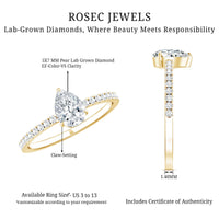 0.6 Carat Pear Cut Man Made Diamond Engagement Ring
