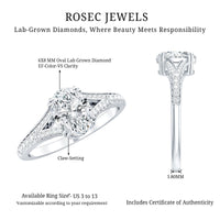 Oval Brilliant Cut Lab Diamond Engagement Ring with Split Shank