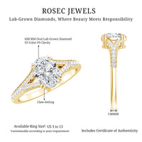 Oval Brilliant Cut Lab Diamond Engagement Ring with Split Shank