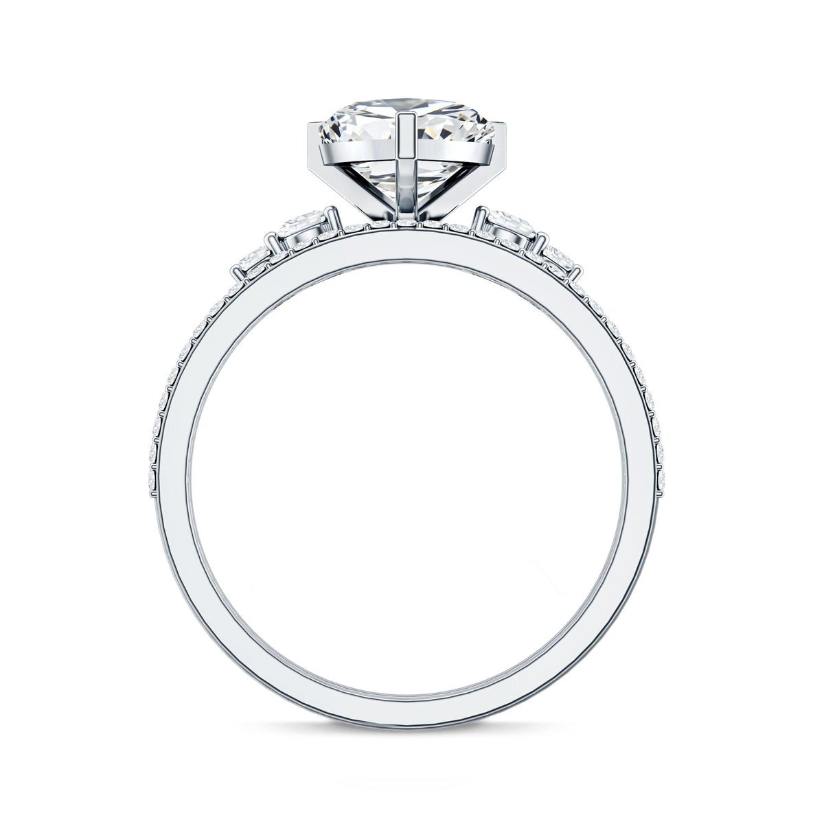 Certified Lab Grown Diamond 7MM Heart Bridal Ring Set
