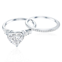 Certified Lab Grown Diamond 7MM Heart Bridal Ring Set