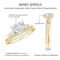Certified Lab Grown Diamond 7MM Heart Bridal Ring Set
