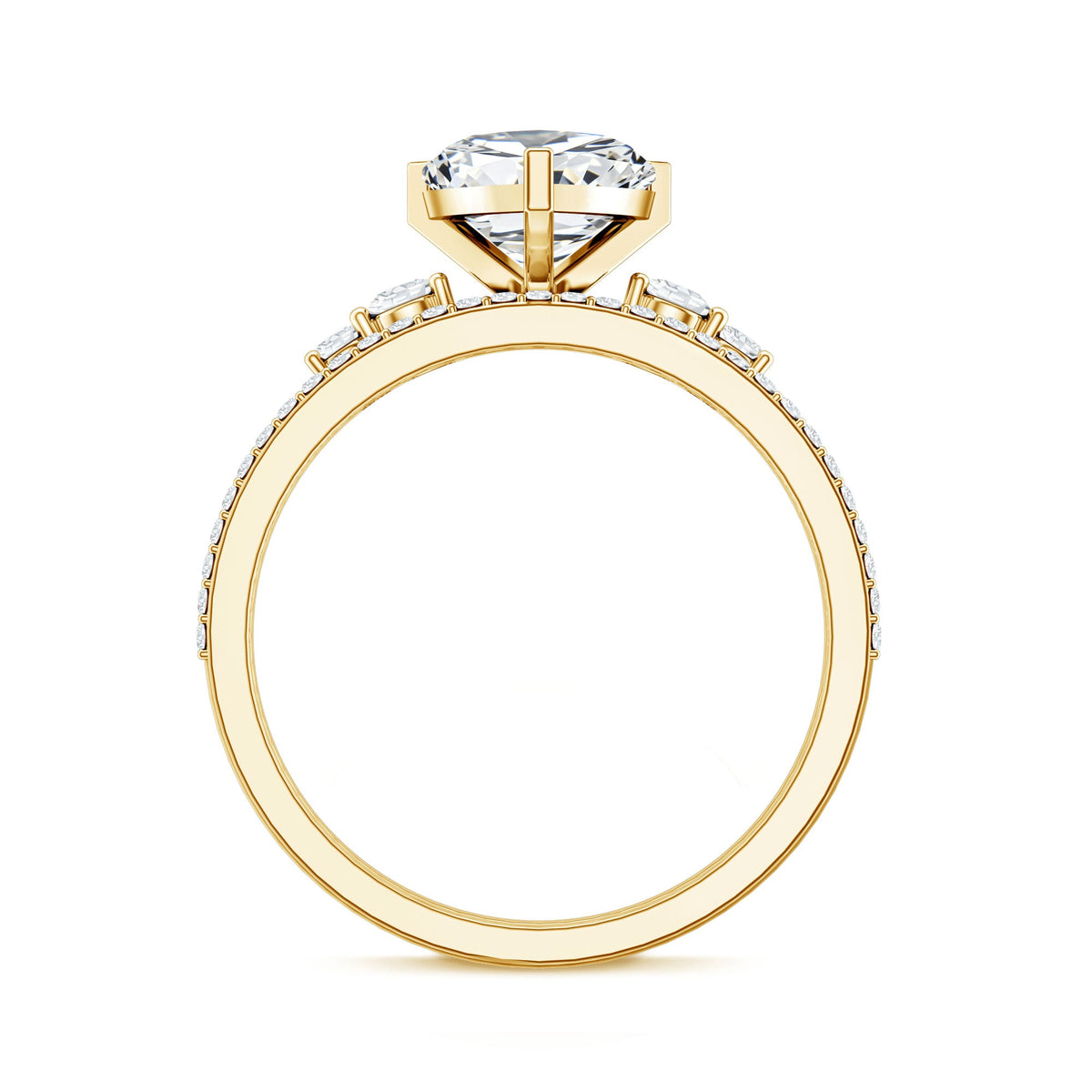 Certified Lab Grown Diamond 7MM Heart Bridal Ring Set