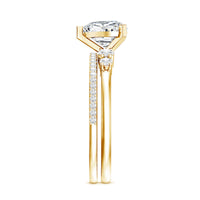 Certified Lab Grown Diamond 7MM Heart Bridal Ring Set