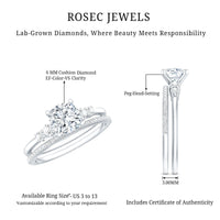 Lab Grown Diamond 6 MM Cushion Engagement Ring with Wedding band