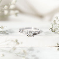 Lab Grown Diamond 6 MM Cushion Engagement Ring with Wedding band