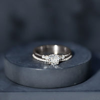 Lab Grown Diamond 6 MM Cushion Engagement Ring with Wedding band