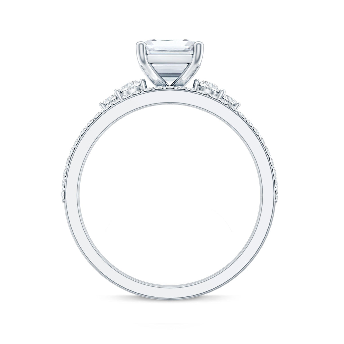 Certified Lab Grown Diamond 6X8MM Emerald Cut Engagement Ring with Band