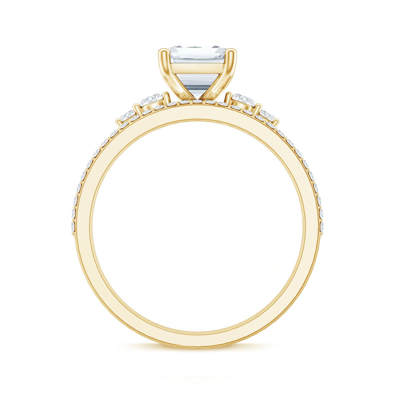 Certified Lab Grown Diamond 6X8MM Emerald Cut Engagement Ring with Band