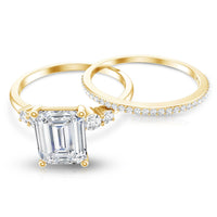 Certified Lab Grown Diamond 6X8MM Emerald Cut Engagement Ring with Band