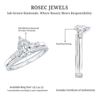 Certified Lab Grown Diamond 6X8 MM Teardrop Bridal Ring Set