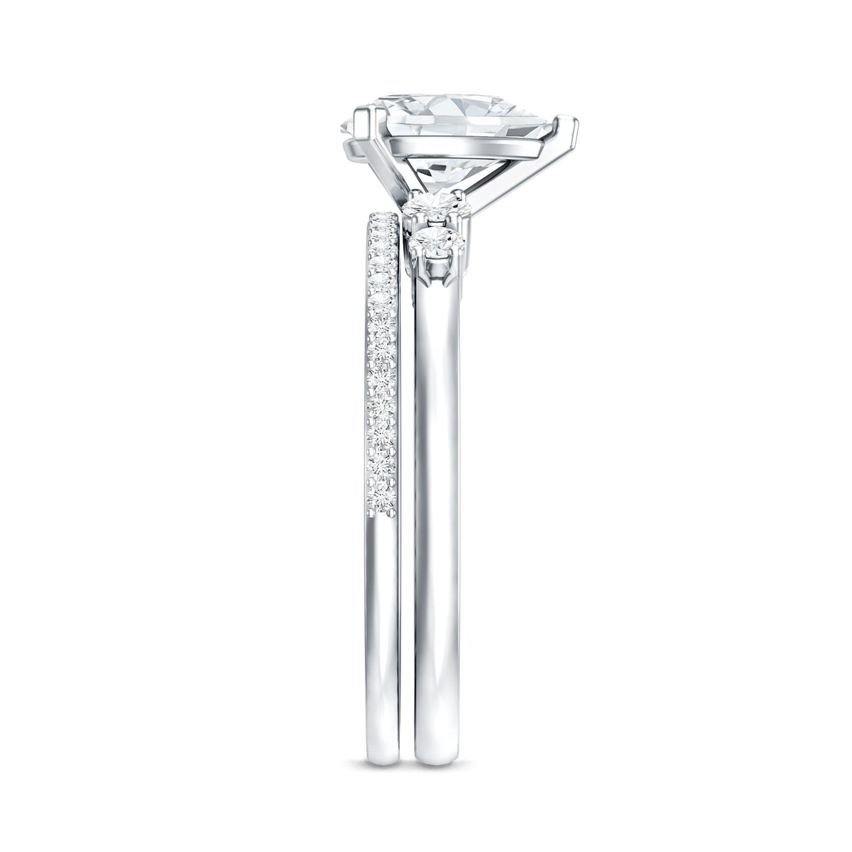 Certified Lab Grown Diamond 6X8 MM Teardrop Bridal Ring Set