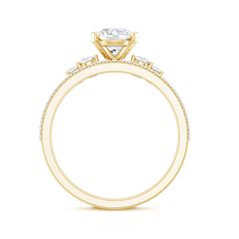 Certified Lab Grown Diamond 6X8 MM Teardrop Bridal Ring Set