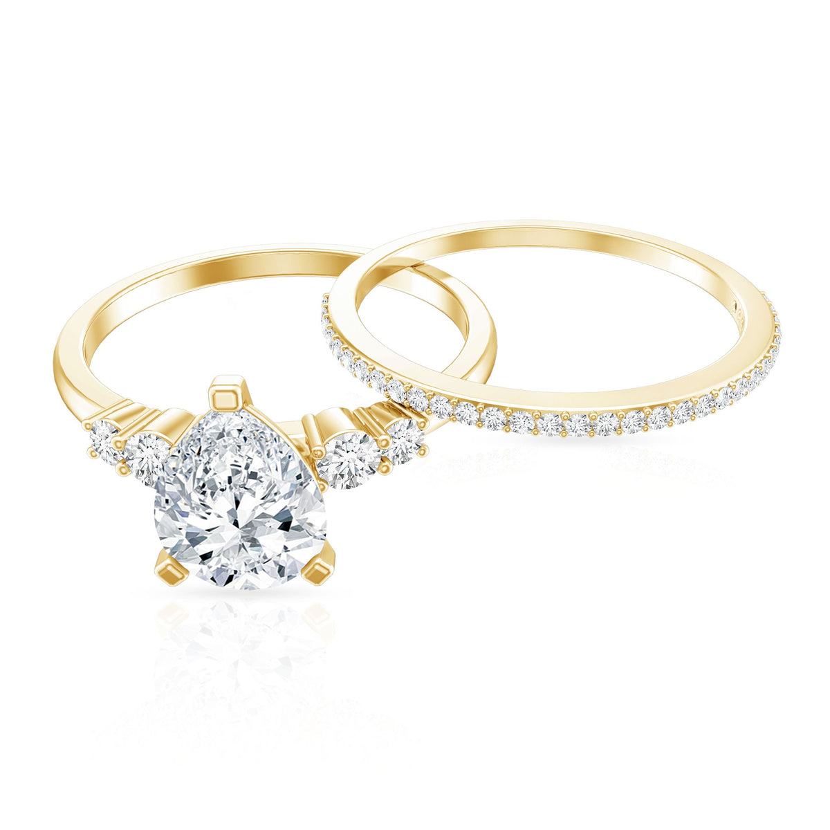 Certified Lab Grown Diamond 6X8 MM Teardrop Bridal Ring Set
