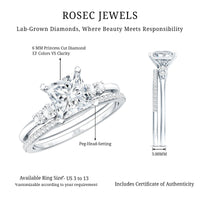 Lab Grown Diamond 6 MM Princess Cut Engagement Ring With Enhancer