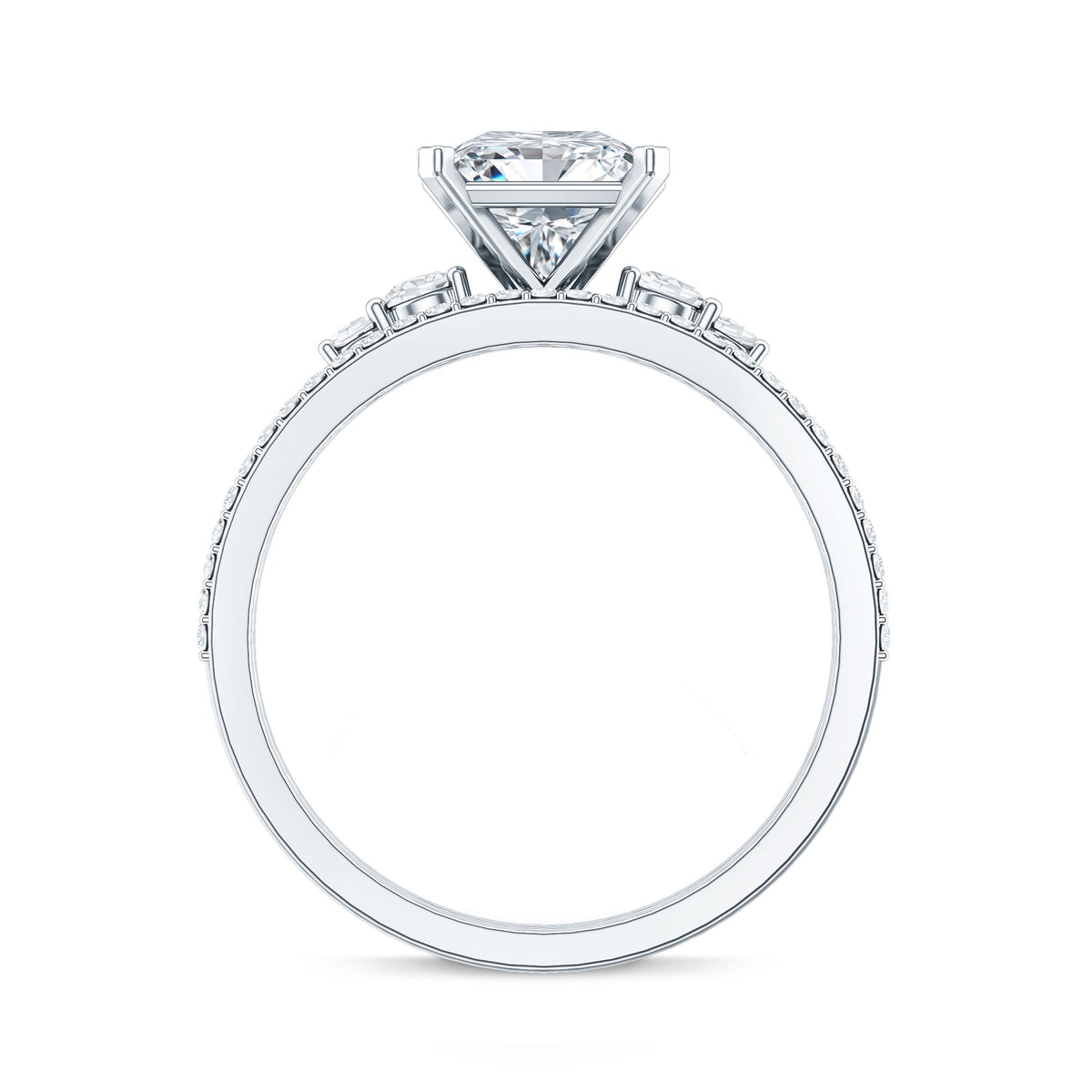 Lab Grown Diamond 6 MM Princess Cut Engagement Ring With Enhancer