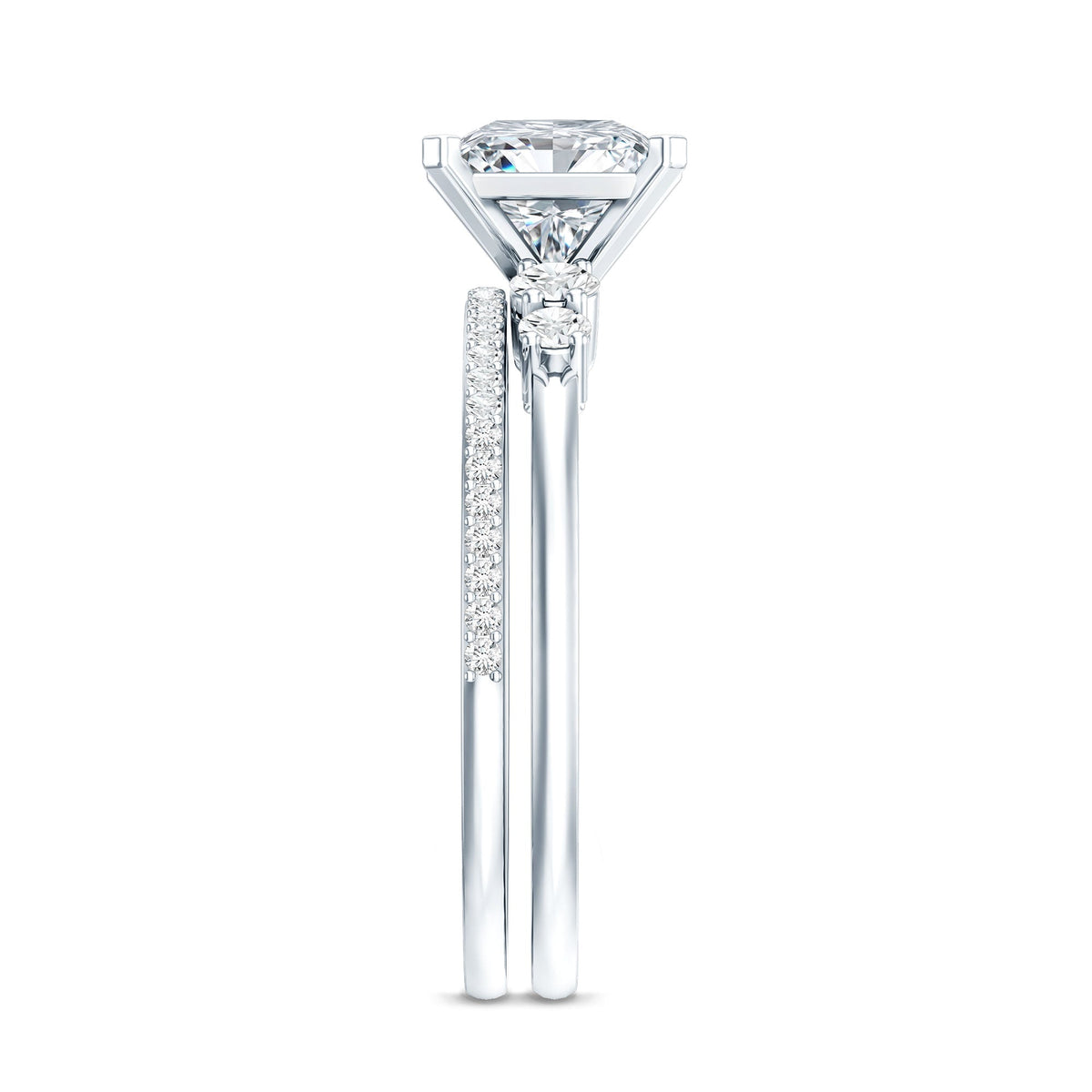Lab Grown Diamond 6 MM Princess Cut Engagement Ring With Enhancer
