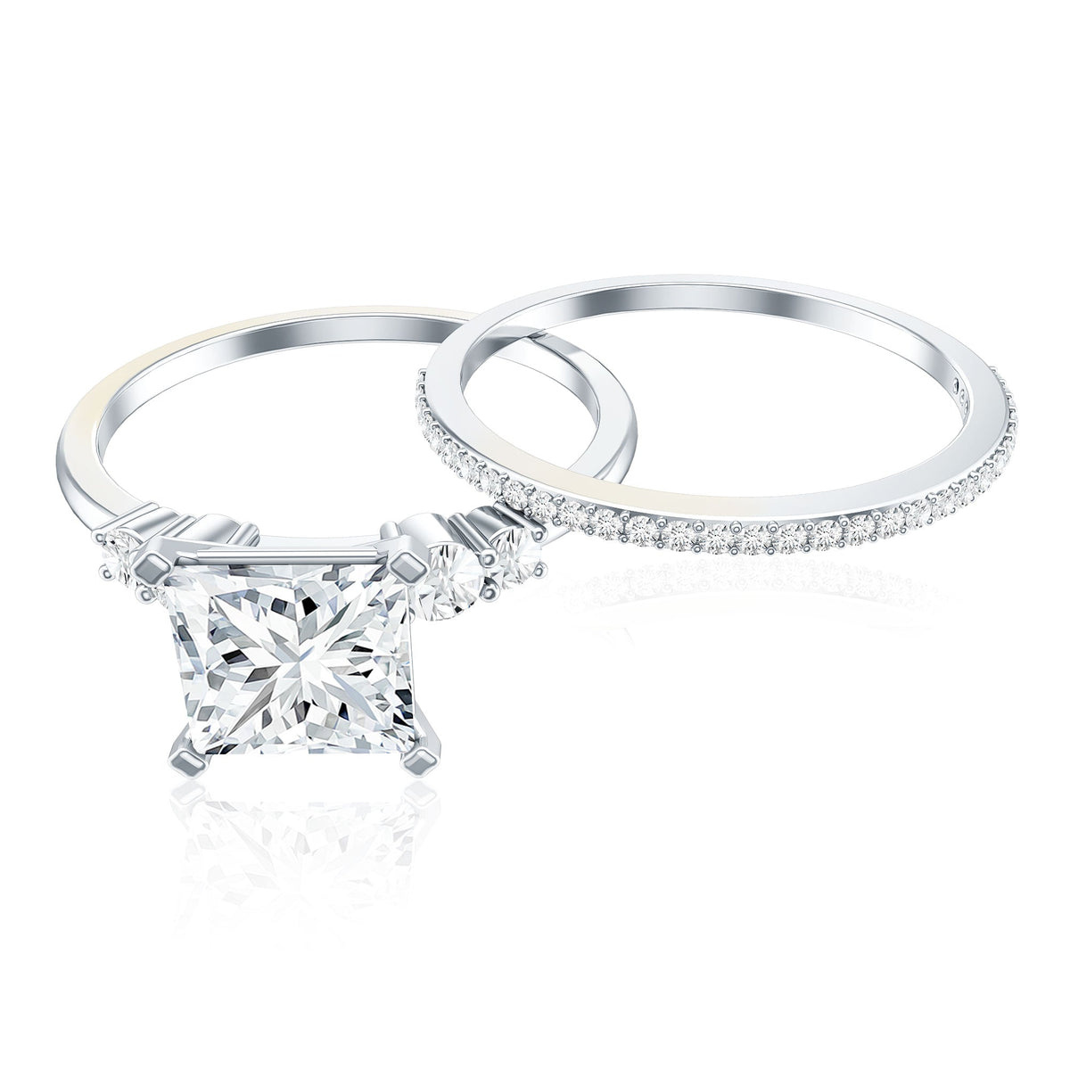 Lab Grown Diamond 6 MM Princess Cut Engagement Ring With Enhancer