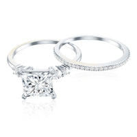 Lab Grown Diamond 6 MM Princess Cut Engagement Ring With Enhancer