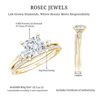 Lab Grown Diamond 6 MM Princess Cut Engagement Ring With Enhancer