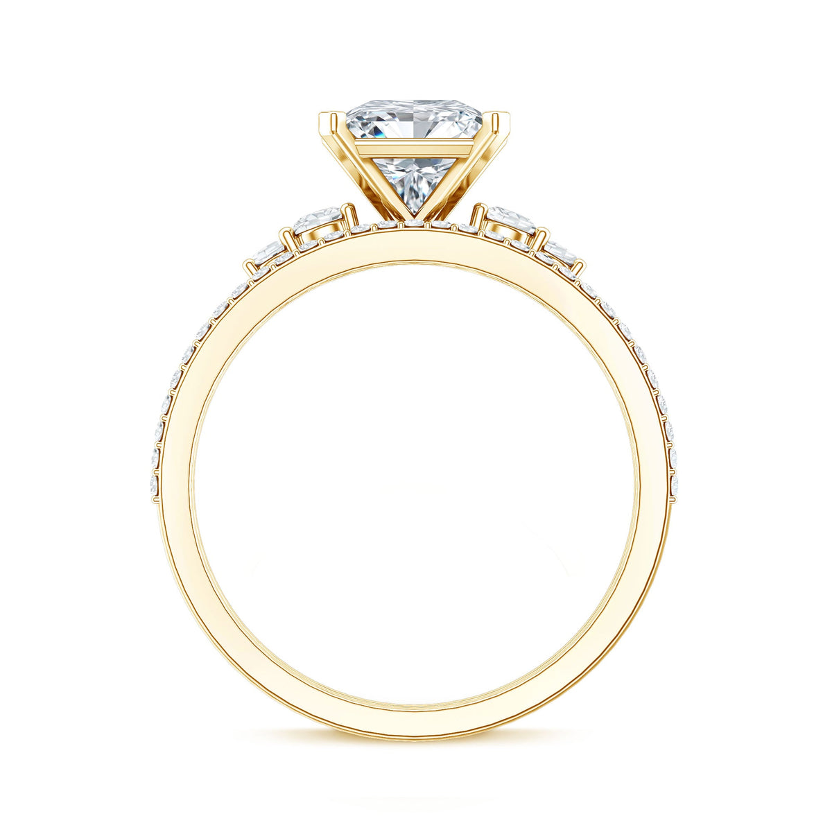 Lab Grown Diamond 6 MM Princess Cut Engagement Ring With Enhancer