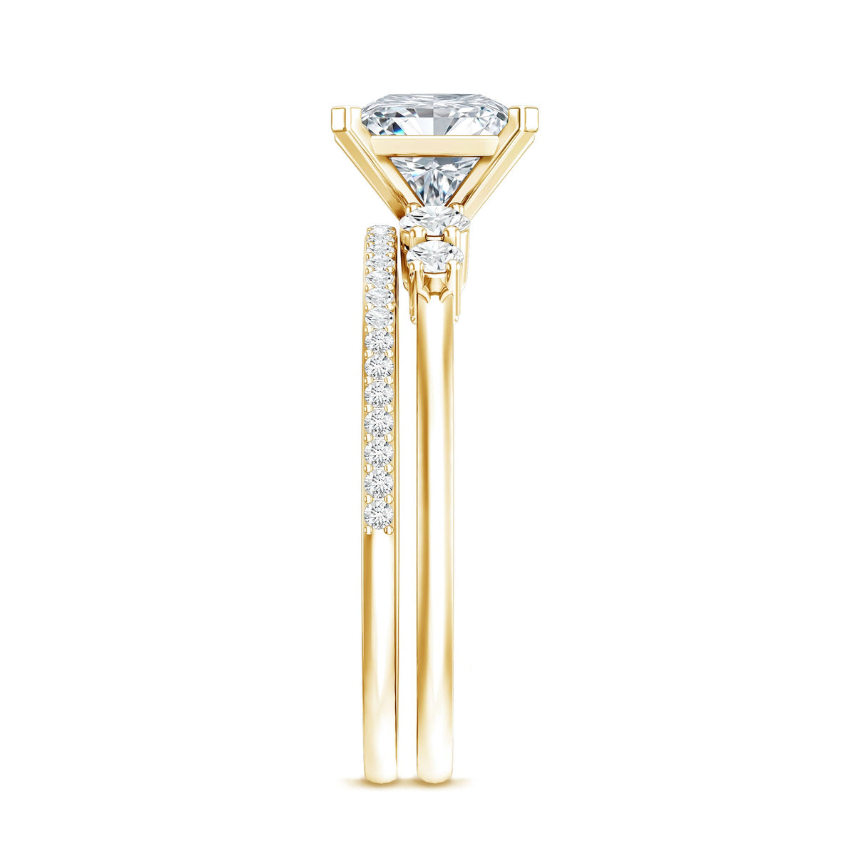 Lab Grown Diamond 6 MM Princess Cut Engagement Ring With Enhancer