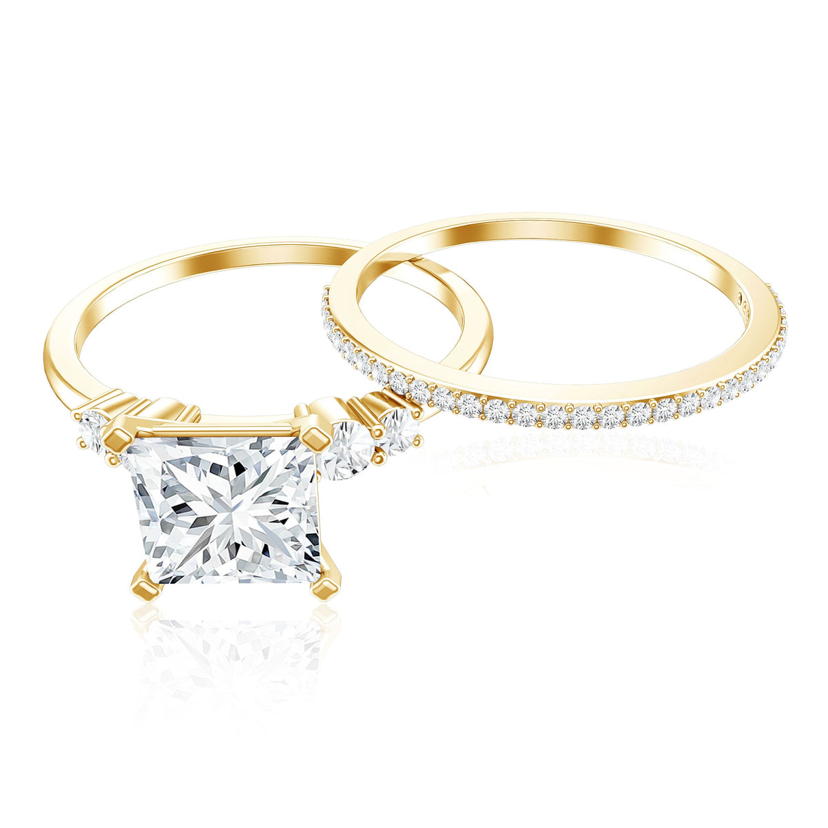 Lab Grown Diamond 6 MM Princess Cut Engagement Ring With Enhancer