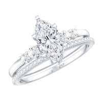 Lab Grown Diamond 1 Carat Marquise Engagement Ring with Wedding Band