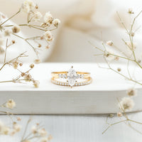 Lab Grown Diamond 1 Carat Marquise Engagement Ring with Wedding Band