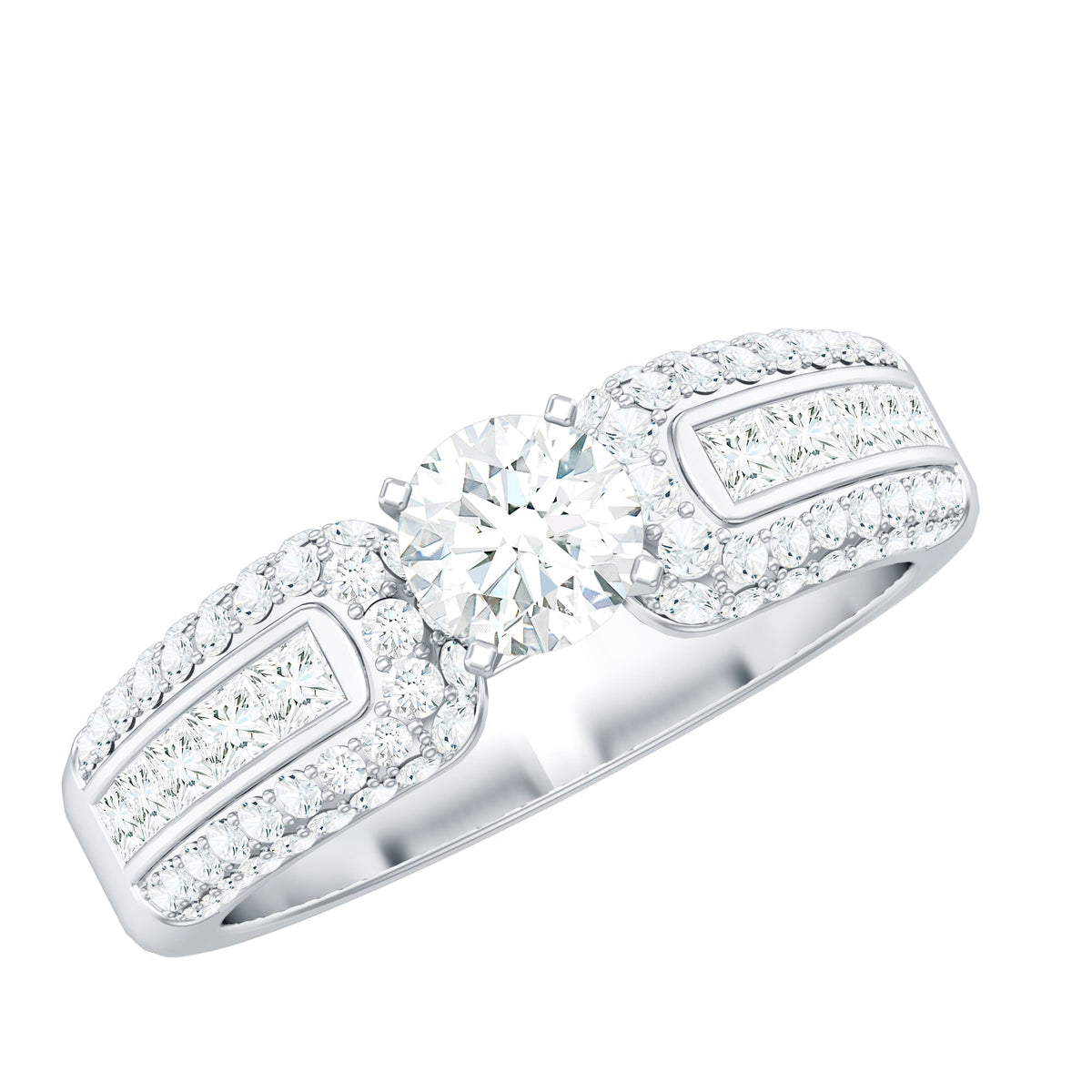 Rosec Jewels 0.5 carat cubic zirconia statement engagement ring with intricate band and sparkling center stone.