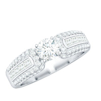 Rosec Jewels 0.5 carat cubic zirconia statement engagement ring with intricate band and sparkling center stone.