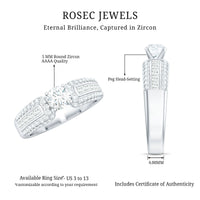 Rosec Jewels 0.5 carat cubic zirconia statement engagement ring with a sparkling central stone and elegant band.
