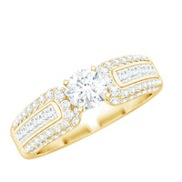 Rosec Jewels 0.5 carat cubic zirconia statement engagement ring with intricate band and sparkling central stone, elegant and eye-catching.