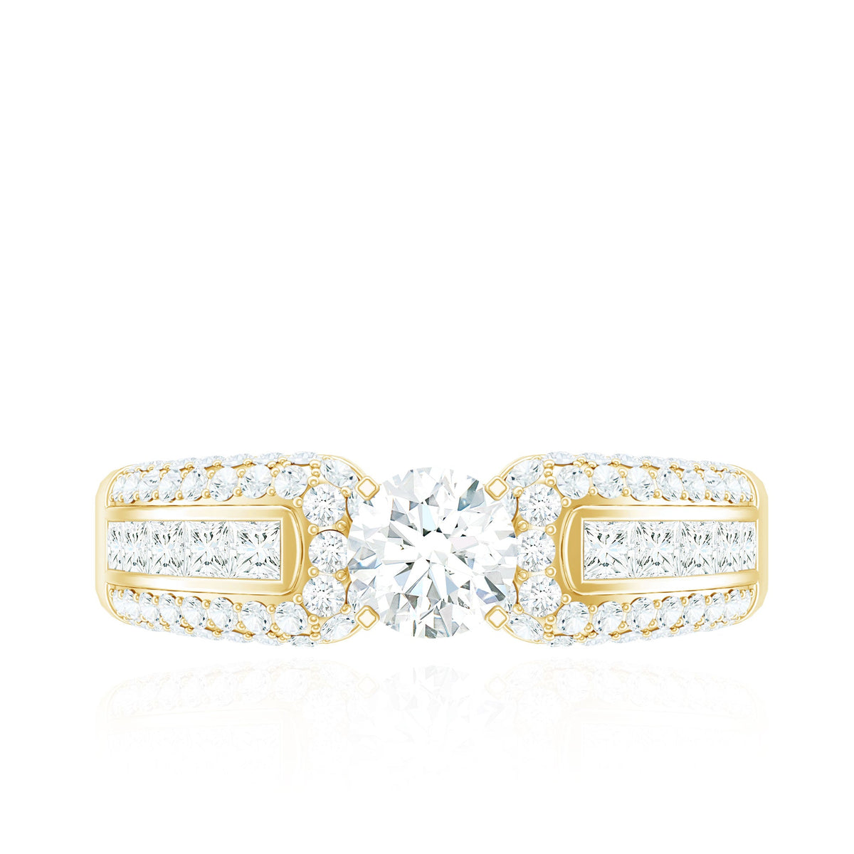 Rosec Jewels 0.5 carat cubic zirconia statement engagement ring with a sparkling central stone and intricate band design.