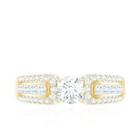 Rosec Jewels 0.5 carat cubic zirconia statement engagement ring with a sparkling central stone and intricate band design.