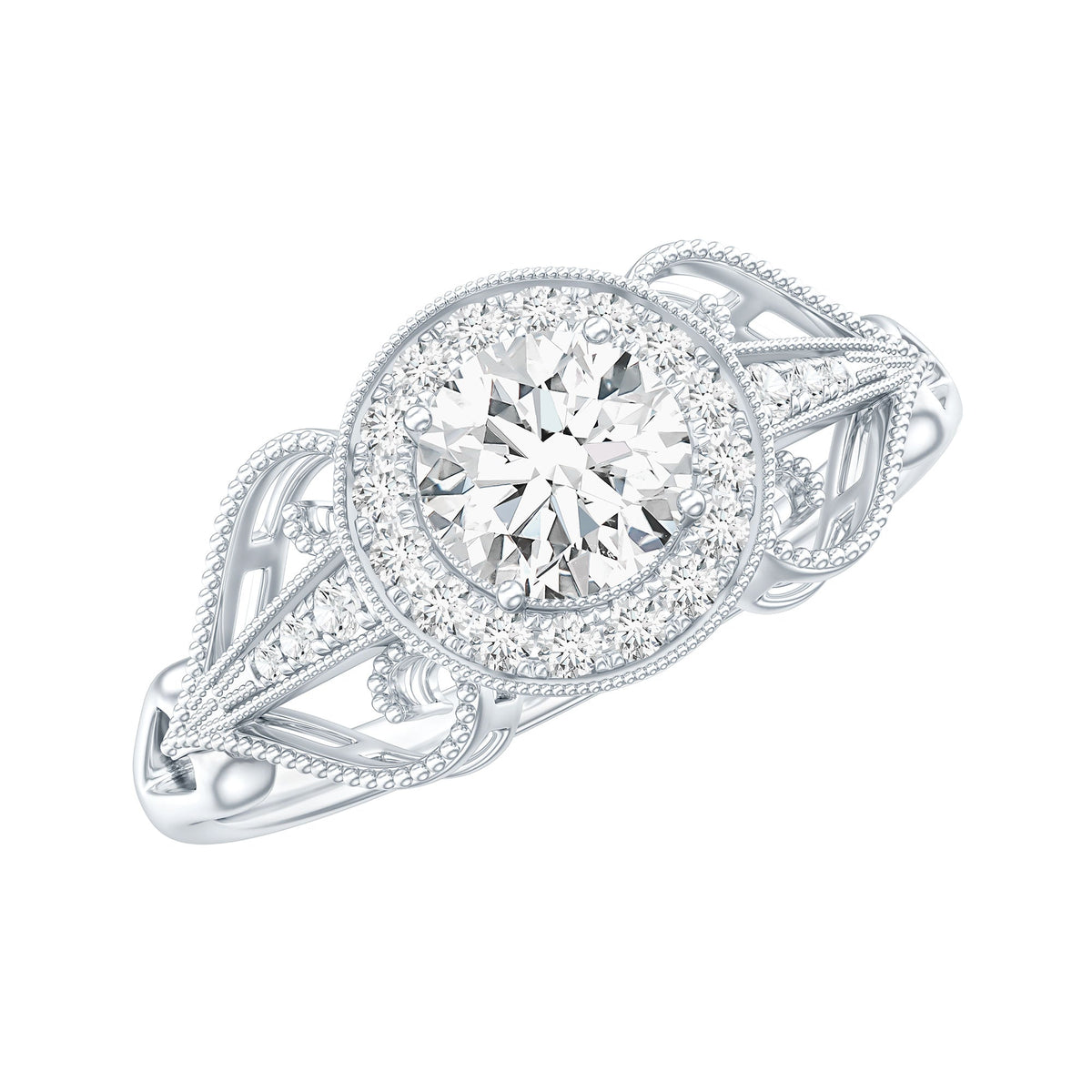 3/4 CT Statement Zircon Engagement Ring with Beaded Details