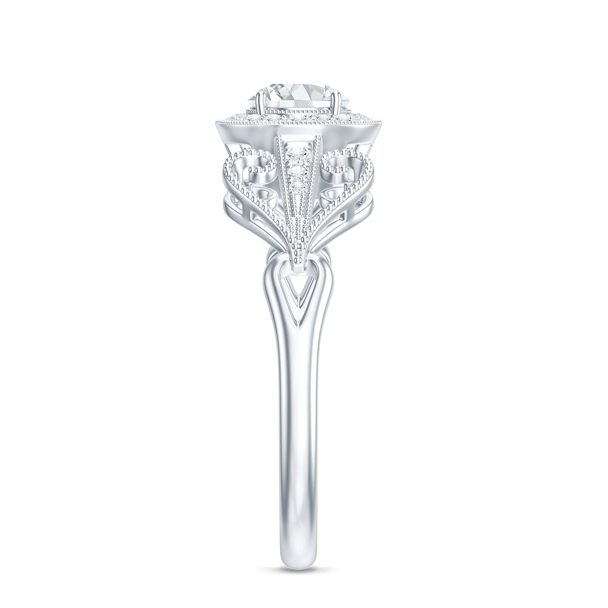 3/4 CT Statement Zircon Engagement Ring with Beaded Details