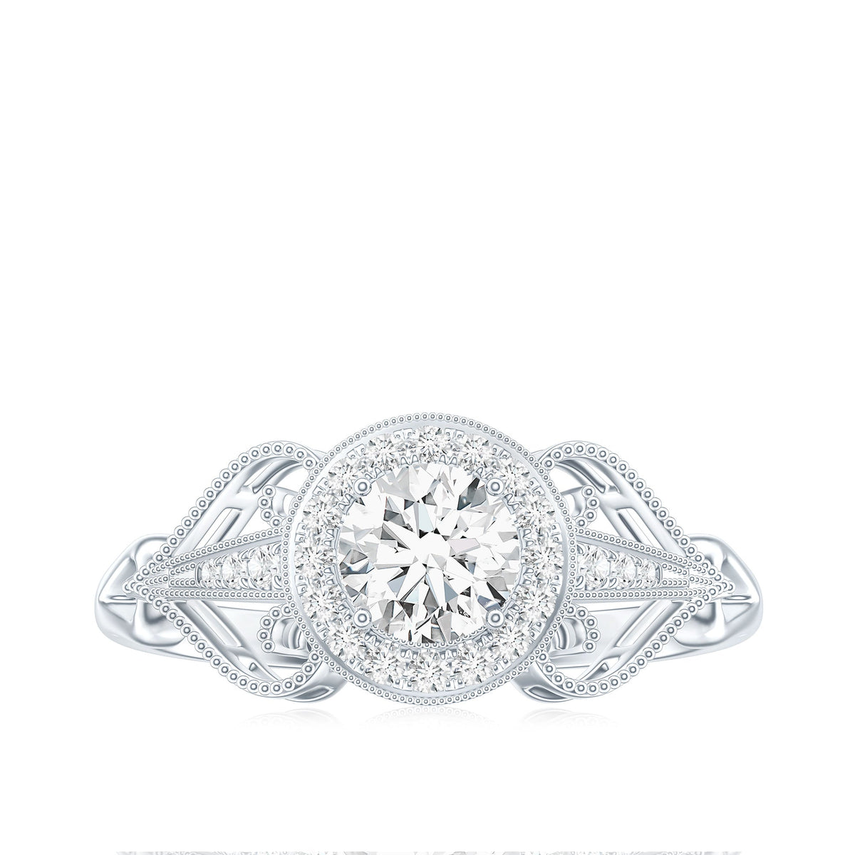 3/4 CT Statement Zircon Engagement Ring with Beaded Details