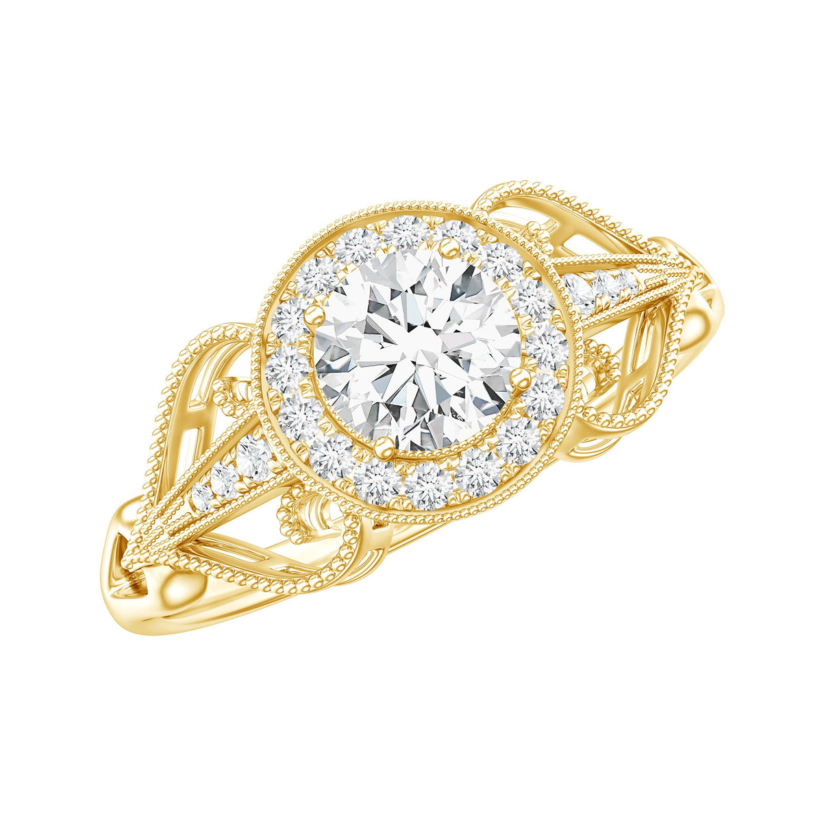 3/4 CT Statement Zircon Engagement Ring with Beaded Details
