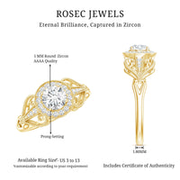 3/4 CT Statement Zircon Engagement Ring with Beaded Details