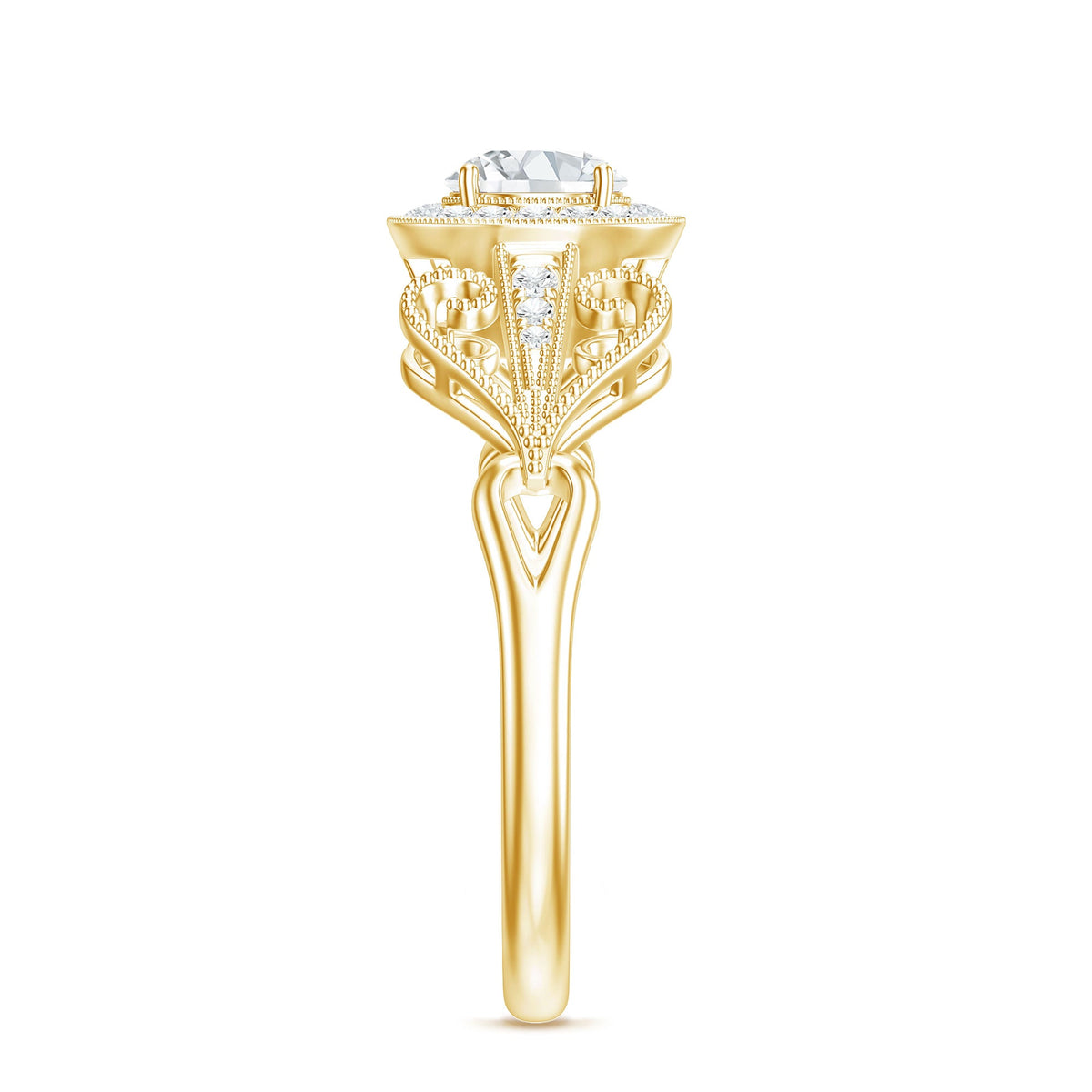 3/4 CT Statement Zircon Engagement Ring with Beaded Details